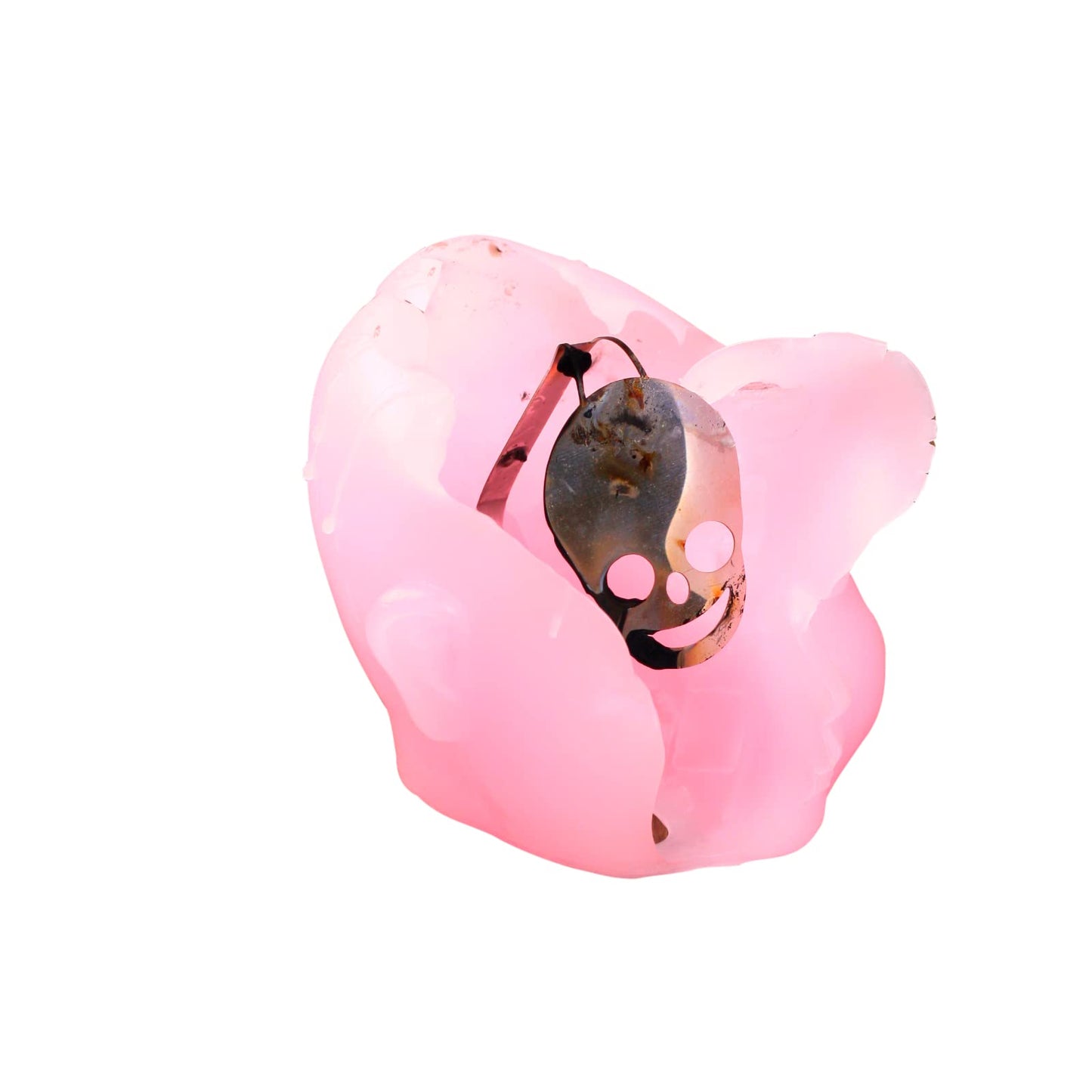 Pink Baby Head Skeleton Candle 4" H - Skeleton Shows When Burning, Burns for 4.5 Hours! - Weird Candle Gifts for Friends - by Gute - Goth Gifts, Goth Home Decor, Spooky Candles, Scary Novelty Candles