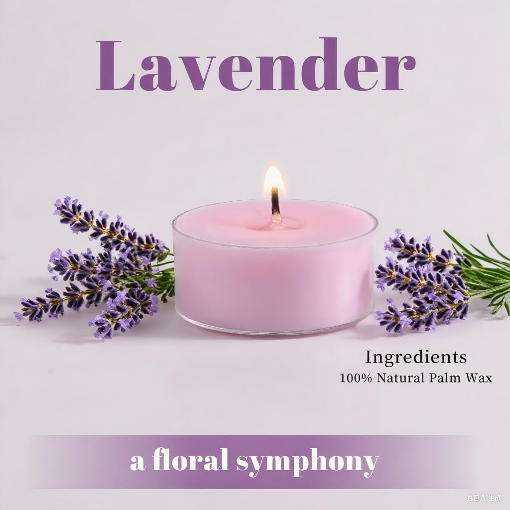 DEVI Eucalyptus & Lavender Highly Scented Tea Lights Candles 48 Pack, 5-6 Hours Natural Palm Tea Candles for Home Scented, Small Votives with Essential Oils for Home Aromatherapy,Mother‘s Day Gift