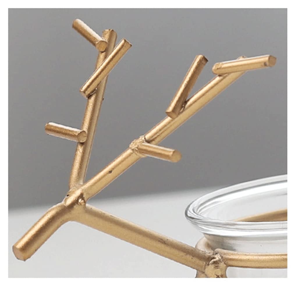 UNNS Candlestick Holder Modern Wrought Iron Fawn Candlestick Glass Candlestick Ornament Suitable for Dinner Living Room Kitchen Dining Room Candle Holders (Color : A)