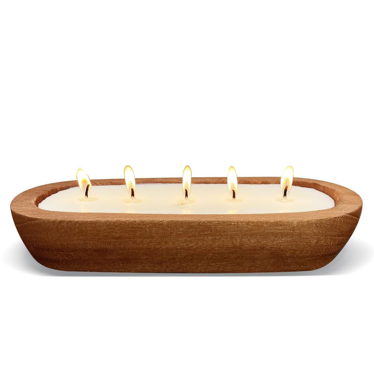 Aromatherapy Candle, SEVEYEE Vanilla Candle 5wicks 16oz, Large Wooden Bowl Candles for Women,Girl Birthday Gift,12inch