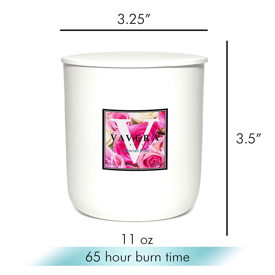 VAVERA Rose Wood Wick Candles that Crackle. Vegan Soy Candle (11oz/Matte White w/Lid) Classic, Rich, Roses Scented Candle. Great Gifts for Mom, Wife, or Girlfriend. Hand-Crafted in USA.