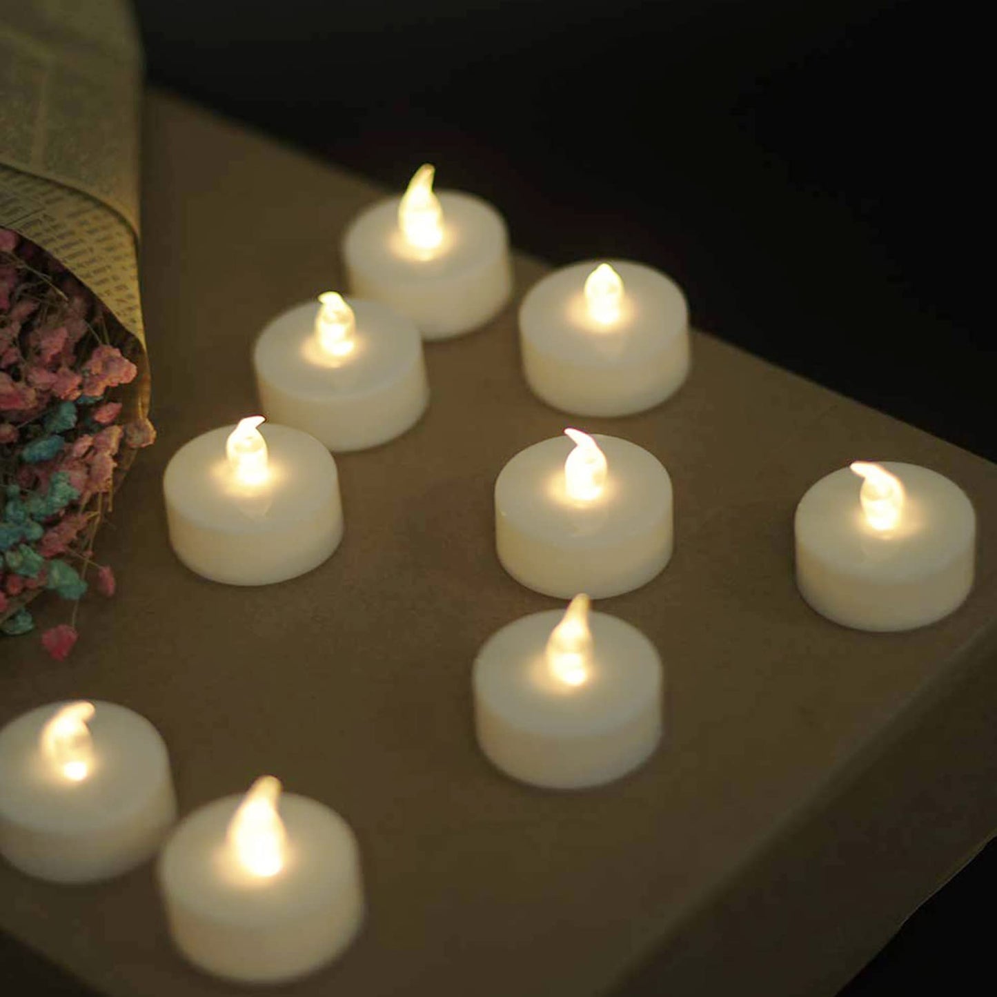 YIWER Battery Tea Lights Candles - LED Tea Lights 200 Hours Pack of 100(Warm White)|50 * 2