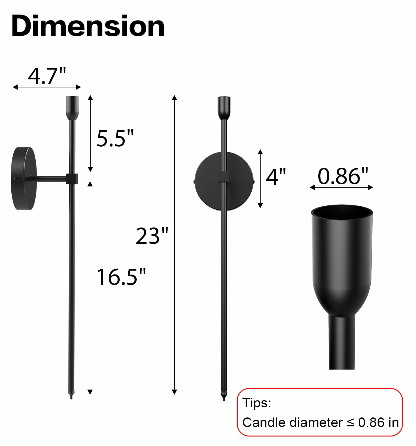 Wall Candle Sconces Holder Set of 2,Large Black Scepter Gothic Design Metal Candle Sconces,Home Wall Decoration for Living Room Entryway Dining Room