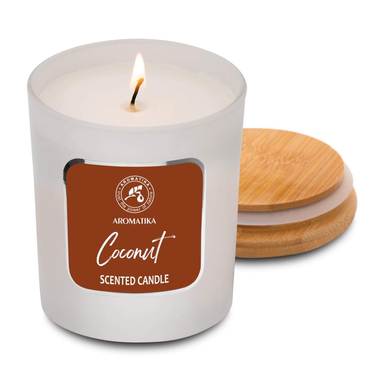 Scented Candle Coconut - Glass Candle Gift - Aromatherapy Candle with Soywax 200g - Up to 45 Hours Burn Time - Soy Wax Candles - Home Scented Candles