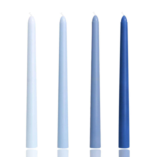 10 inch Dark Blue Gradient Taper Candles,Set of 4 Tapered Candle, Tall Candlesticks,Conical Stick Candles,Smokeless,for Home Dinner, Party, Wedding, Halloween, Christmas (Blue Series, 10inch)