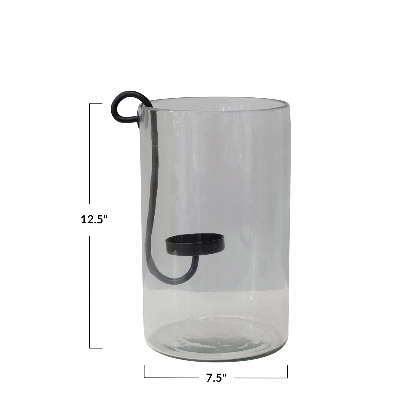 Creative Co-Op Glass Hurricane with Metal Candle Holder, Black, 12.5" H