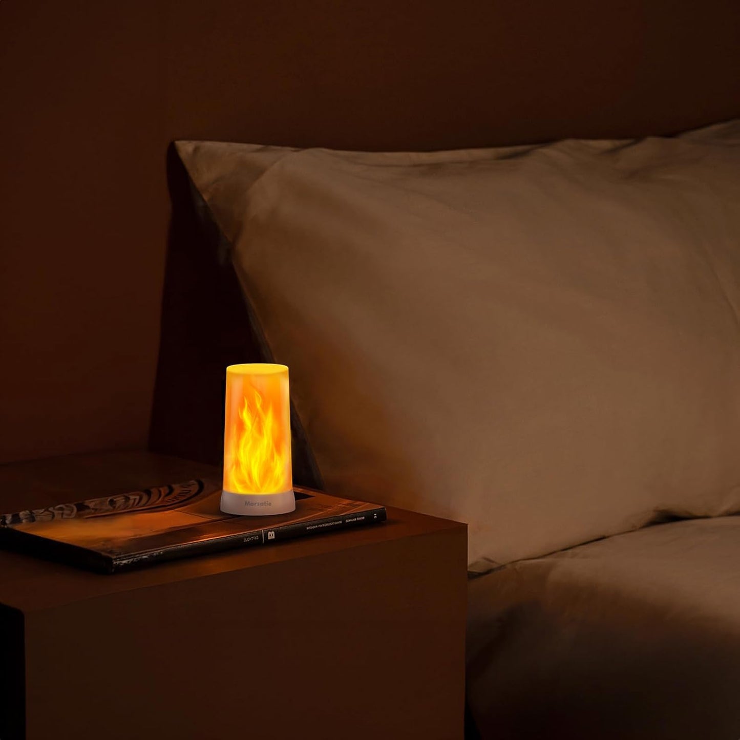 Morsatie【Upgraded LED Flame Light, Rechargeable Flickering Flameless Candles, 4 Modes Battery Operated Candles with Upside Down Effect, Waterproof LED Candles for Indoor Outdoor 1 PCS