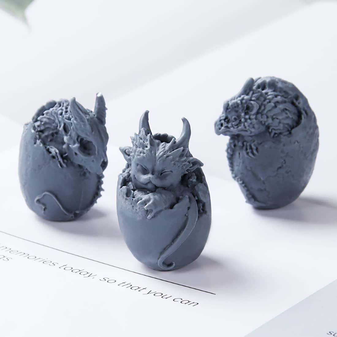 Voyyphixa 3pcs Dragon Egg Resin Molds Silicone Molds 3D Animals Epoxy Molds for Resin Broken Dinosaur Resin Casting Molds DIY Key chain Pendant Crafts Easter Decoration
