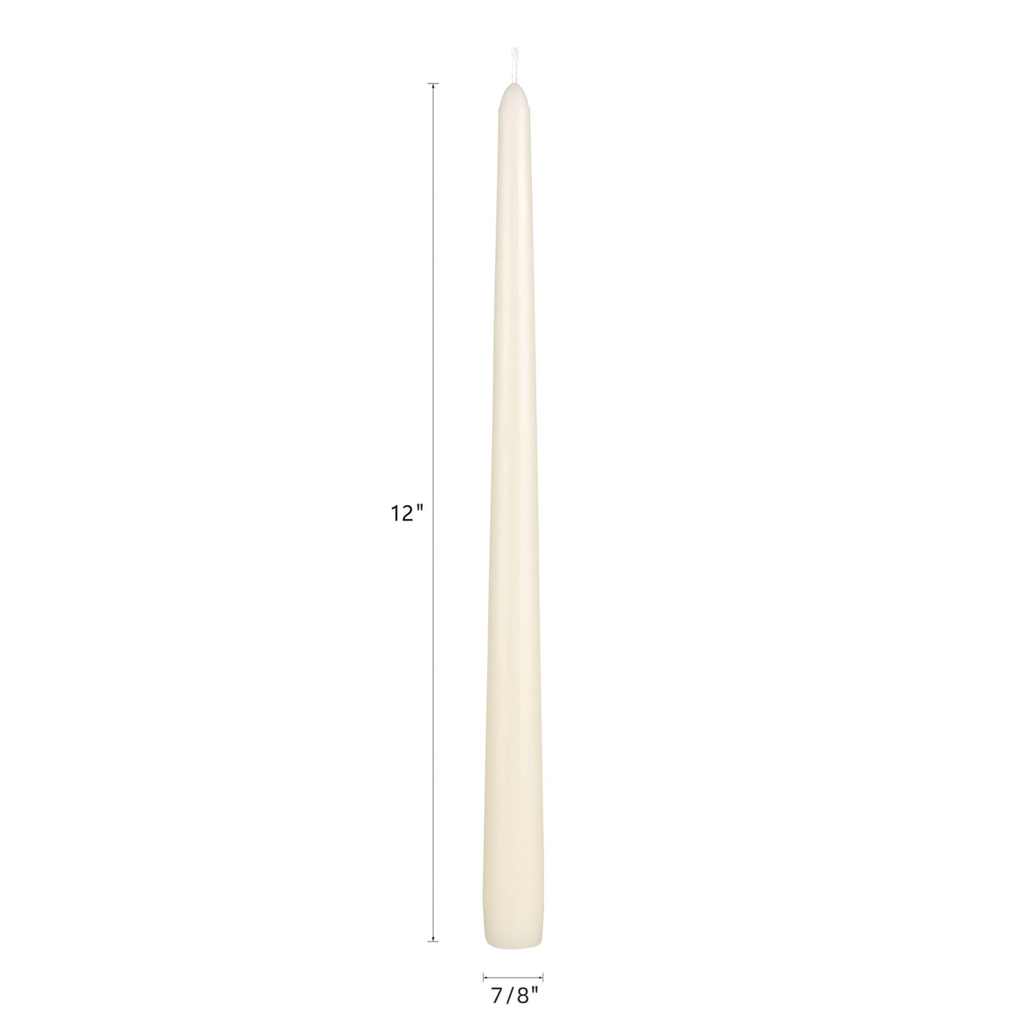 Mega Candles 12 pcs Unscented Ivory Taper Candles, Hand Poured Wax Candle 12 Inch x 7/8 Inch, Home Décor, Wedding Receptions, Centerpieces, Occasions, Events, Romantic Dinners, Prayer, Holders