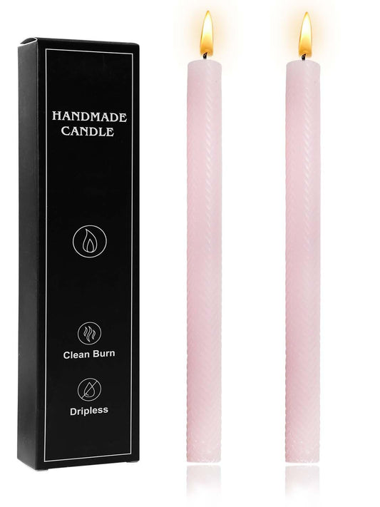 10in Arrow Taper Candles Set of 2 Pack Striped Tapered Candle,Decorative Threaded Candle for Dinner Party Wedding,Kitchen Decors,Christmas,Halloween (2, Arrow Light Pink, 10in)