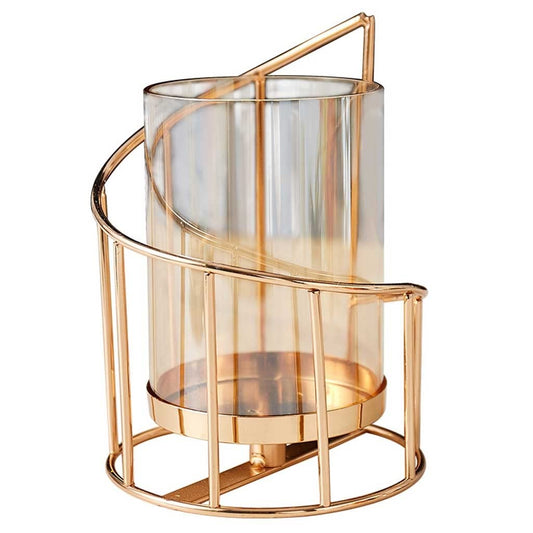 Candlestick Holders Gold Metal Candle Holder Multifunctional Glass Vase Glass Candle Holder Dining Table Decoration Candle Modern Home Decoration Candle Holders (Color : A)