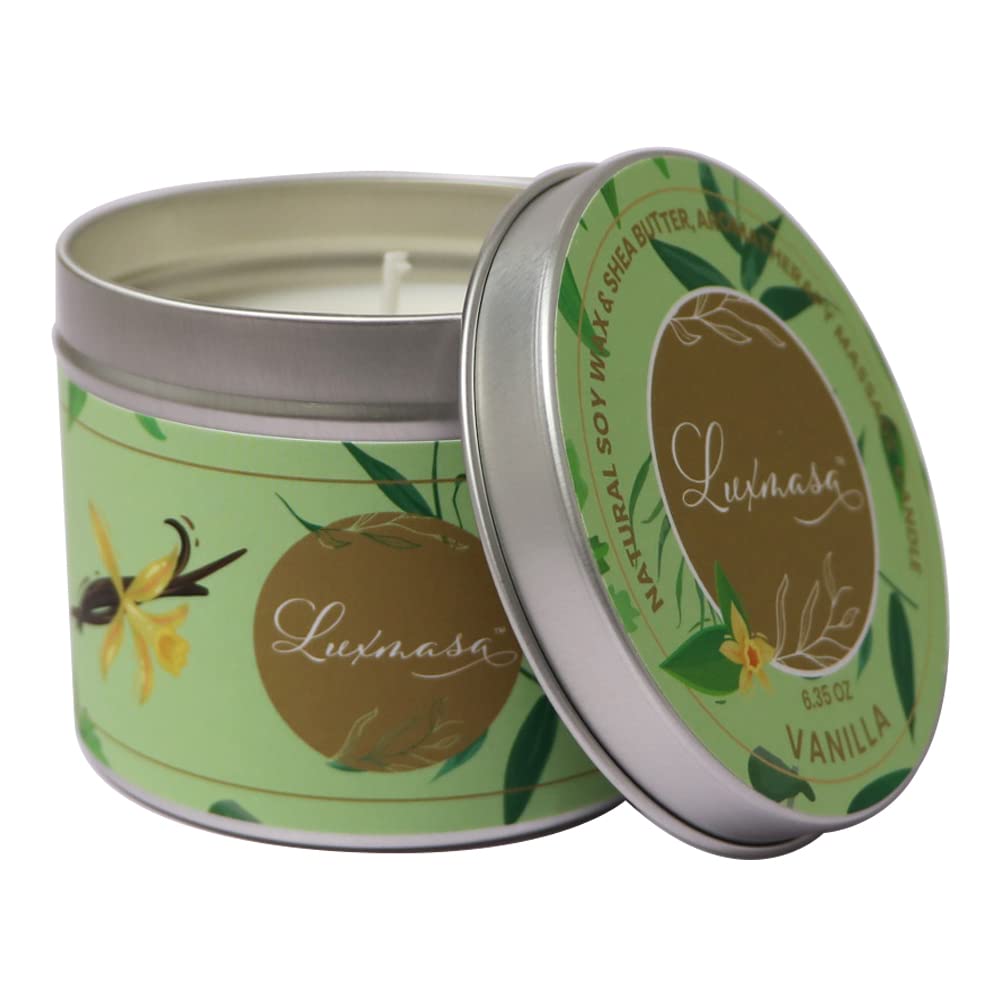 Massage Oil Candle Scented Low Temp for Body Relaxation, Pure Natural Soy Wax Aroma Candle for Home Decoration,Amazing Gift for Family- Vanilla Scent 6.35 OZ