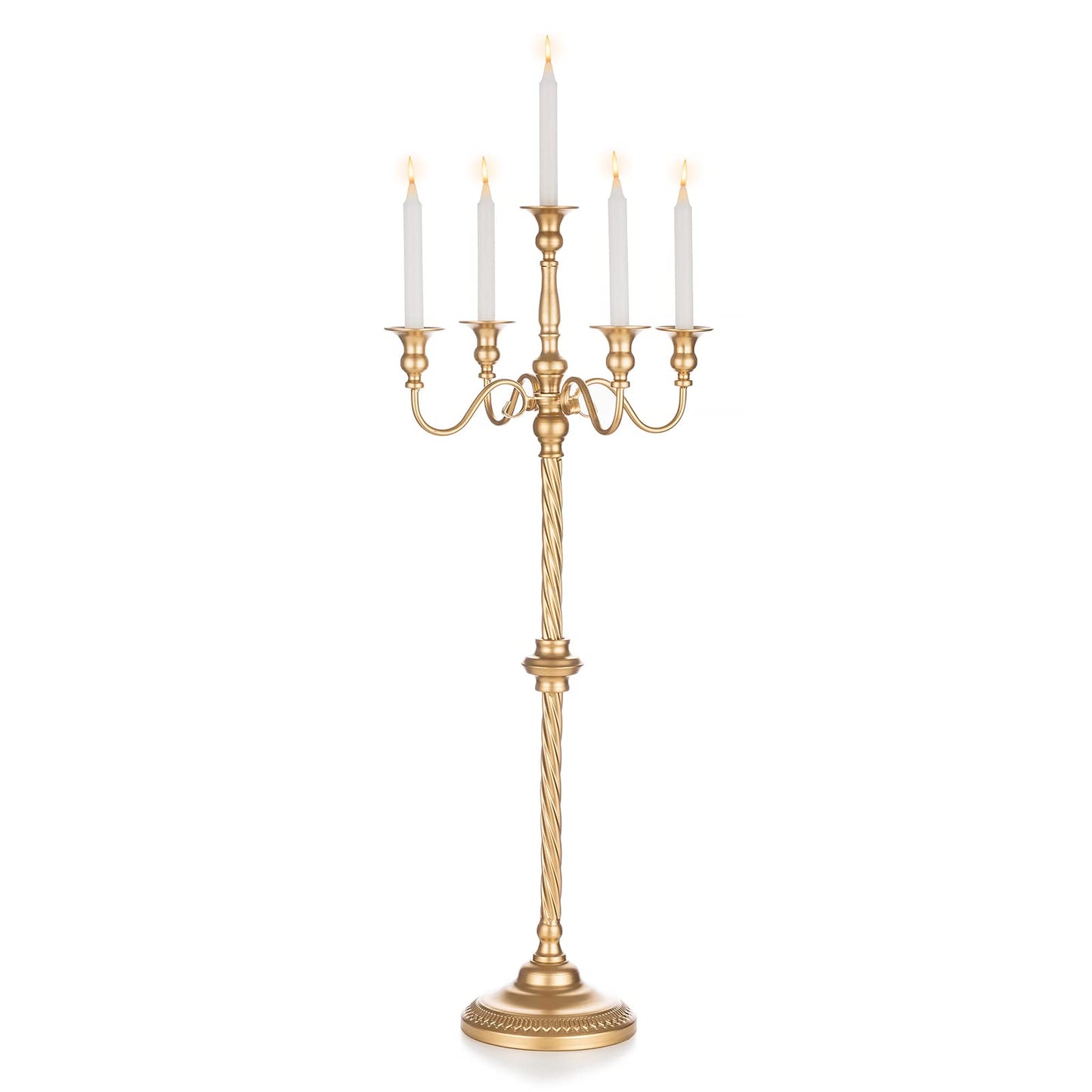 Sziqiqi Gold Floor Candelabra Candle Holder for Centerpiece - Tall 5 Arm Candlesticks Holders Metal Taper Candle Holder for Table Floral Centerpieces for Wedding Party Banquet