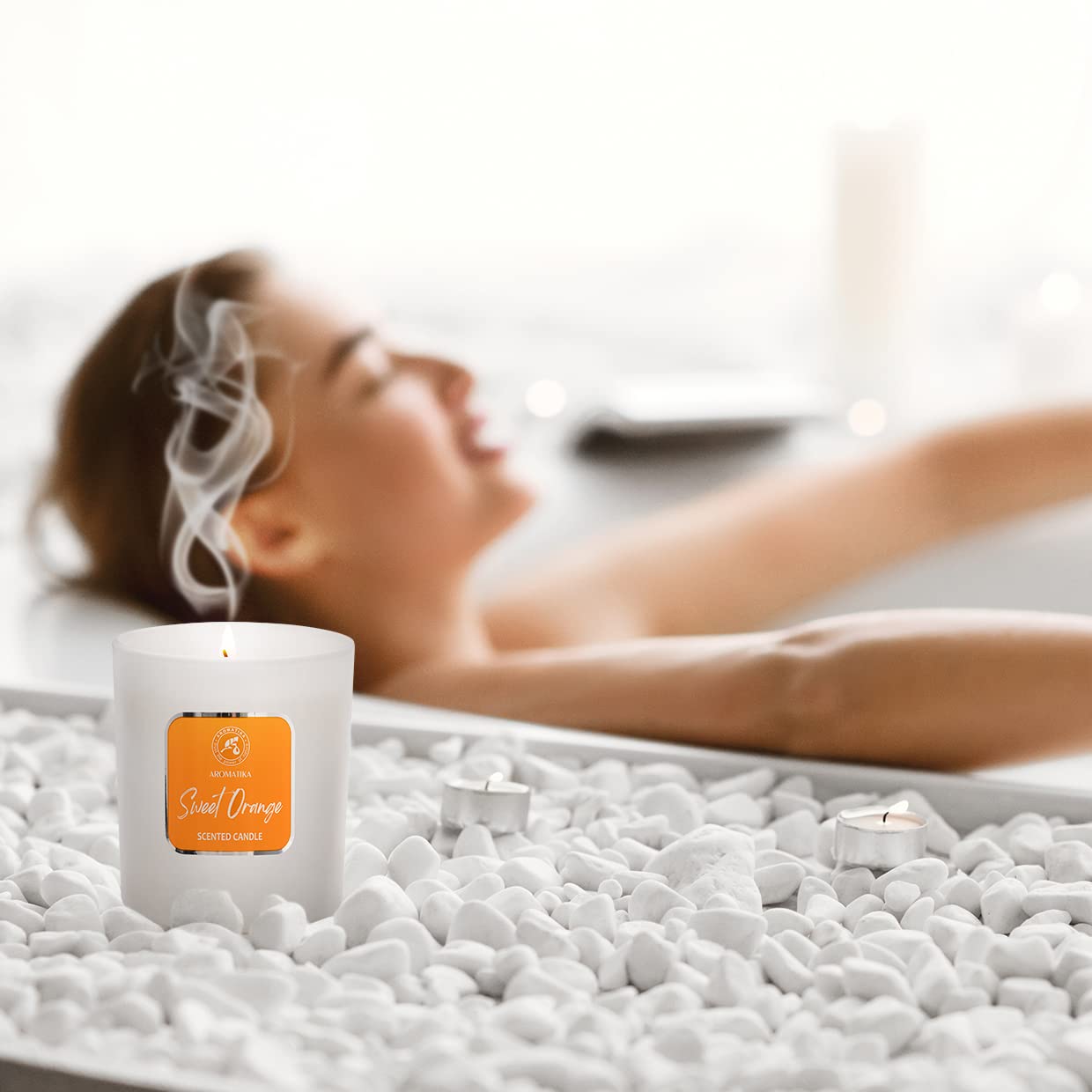 Sweet Orange Essential Oil Aromatherapy Soywax Candle - Up to 45 Hours Burn Time - Glass Candle Gift - Luxury and Sensual Soy Wax Candle