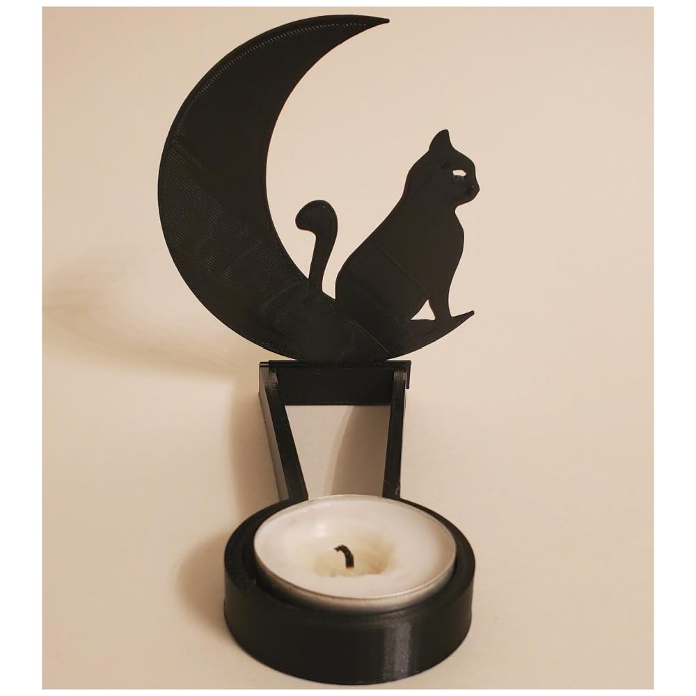 vrsquer Halloween Funny Shadow Stand Candle Holder Table Décor Candle Jars with Witch Skeleton Bat Monster Wolf Cat Pumpkin Table Centerpieces 1pc (color9)