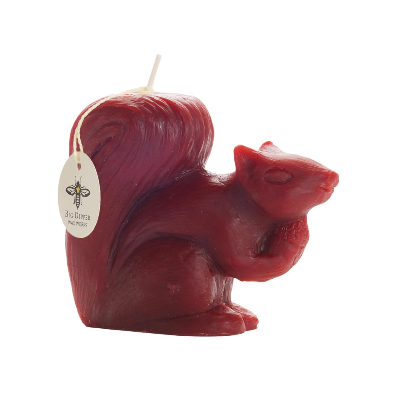 Big Dipper Wax Works Beeswax Squirrel Candle – Handcrafted 100% Pure Beeswax, Chestnut Brown Woodland Décor, Unscented, 24-Hour Clean Burn, Eco-Friendly Fall Animal Gift, 4" x 3.25"