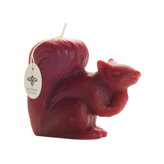 Big Dipper Wax Works Beeswax Squirrel Candle – Handcrafted 100% Pure Beeswax, Chestnut Brown Woodland Décor, Unscented, 24-Hour Clean Burn, Eco-Friendly Fall Animal Gift, 4" x 3.25"