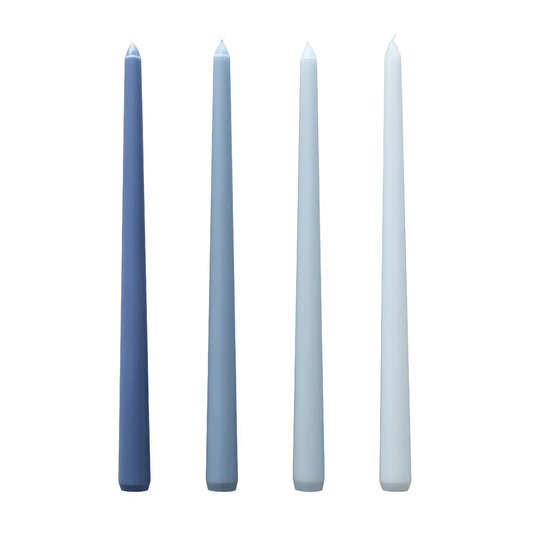LSXHASGLD 12 Inch Taper Candles, Set of 4, Unscented Smokeless Long Tapered Candle for Wedding Home Decor Christmas (Blue Series, 12in)