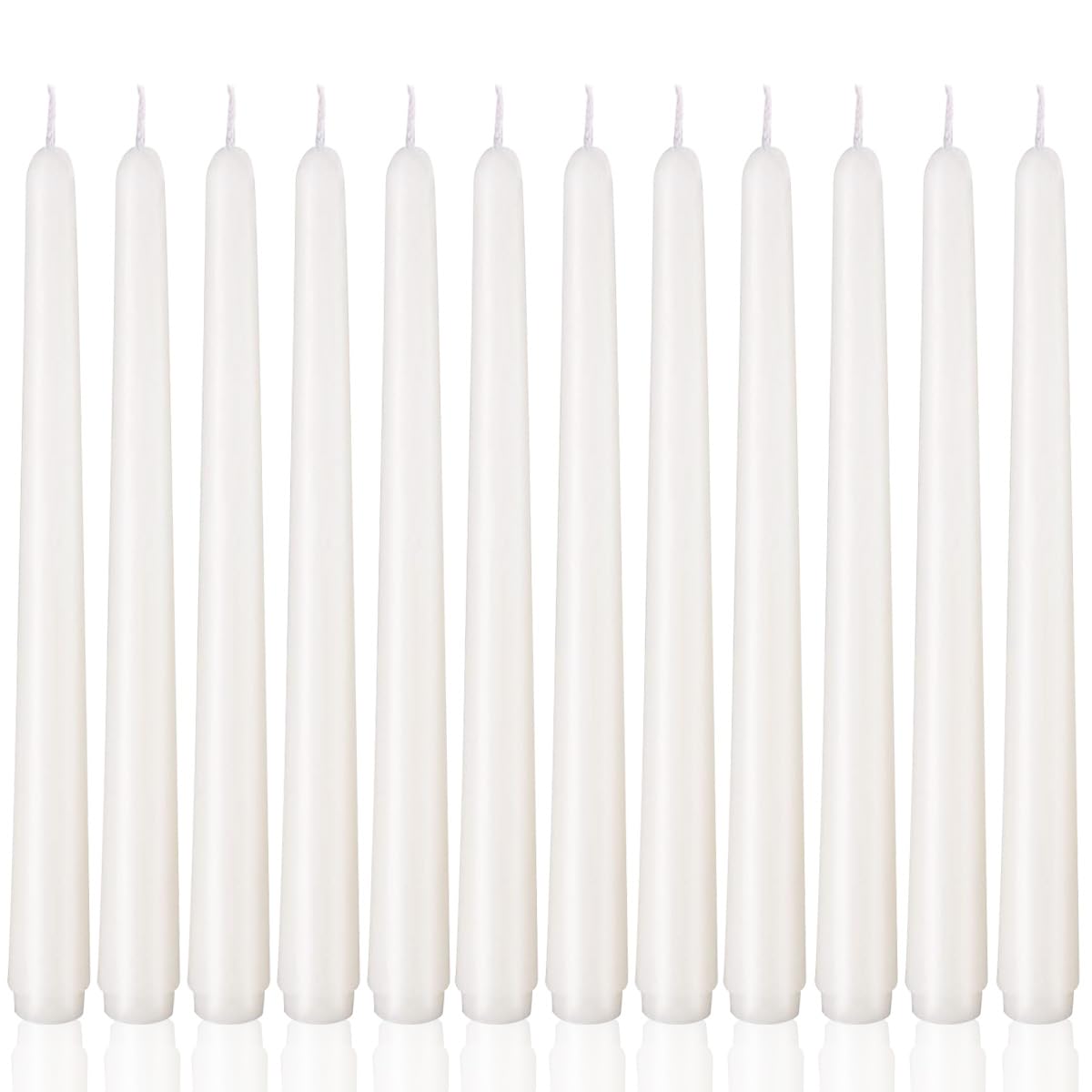 12 Pack White Taper Candles - Taper Candles 10 Inch Dripless, Smokeless & Unscented - 8 Hours Long Burning - Tall Candlesticks - Ideal for Weddings, Dinner Parties, Home Decor, Birthday Party