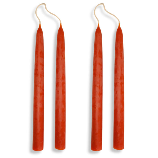 Candlestock Beeswax Taper Candles – Standard 7/8" Diameter, Pure 100% Natural USA Beeswax, Cotton Wick, Dripless, Long-Burning, Handmade in Woodstock, NY- 10 Inches - 2 Pairs (4 Candles) - Orange