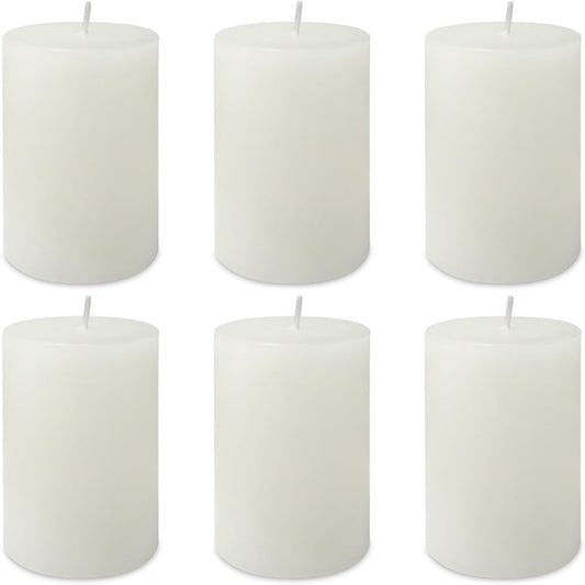 6 Pack 2x3 inch Pillar Candles, White Unscented Votive Candle for Celebration Home Decoration, Dripless and Long Burning Time