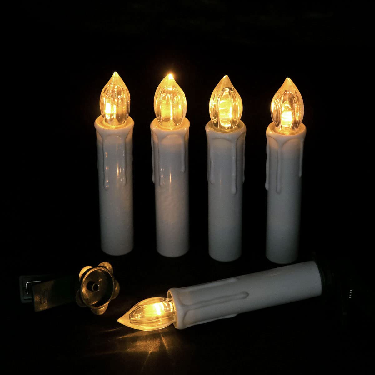Longsuochuang 10 Pcs Window Candles with Remotes and Timer, Flickering LED Candles for Christmas Tree, Chandeliers, Party, Easter Decor, Warm White