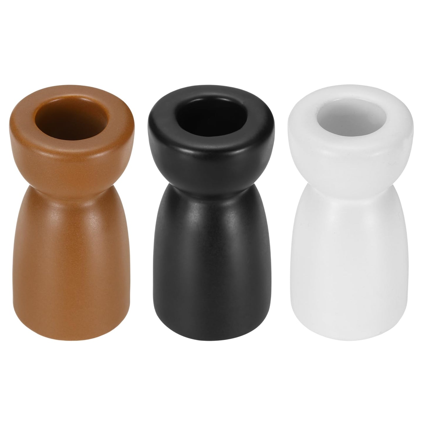 uxcell 3 Pack Candlestick Holder Black/White/Brown Ceramic Taper Candle Holder Candle Stand Holders Modern Style Decoration for Centerpiece Tabletops Anniversary