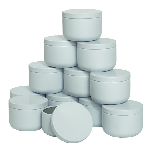12Pack 3 oz Candle Tins with Lids,Round Metal Candle Jars for Candle Making,Bulk Empty Tins Containers for DIY Crafts Christmas Gifts Small Business Supplies–Airtight Storage Jars (White)