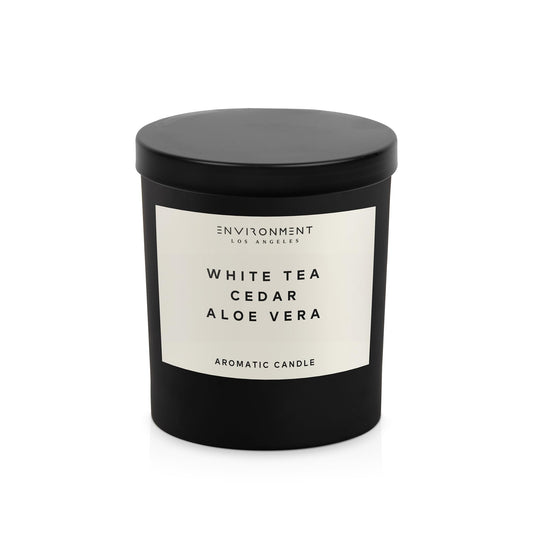 ENVIRONMENT Inspired by 5-Star Resort WSTN Candle, 8oz Luxury Coconut Apricot Wax Candles for Home (White Tea | Cedar | Aloe Vera) Home Fragrance Products, 1 Wick Candle, Vegan & Cruelty-Free