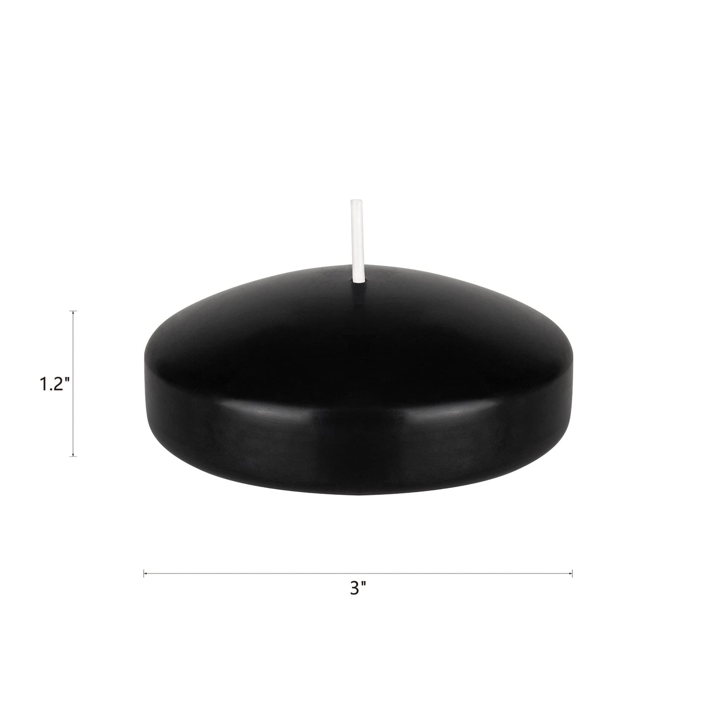Mega Candles 24 pcs Unscented Black Floating Candles, Hand Poured Wax Candle 3 Inch Diameter, Home Décor, Wedding Receptions, Occasions, Festivities, Events, Meditations, Tranquility, Spa