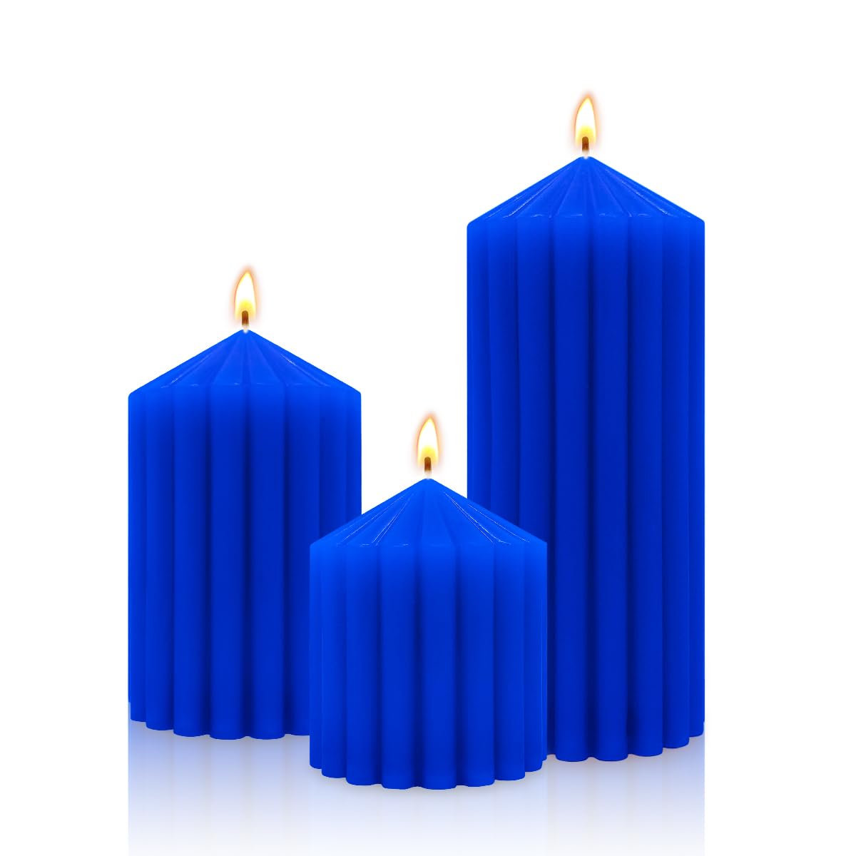 Blue Handmade Decorative Pillar Candles - 2.75×3"/4"/6" Fat Candles - Long Lasting Burning Candles for Home Decor, Gifts & Events