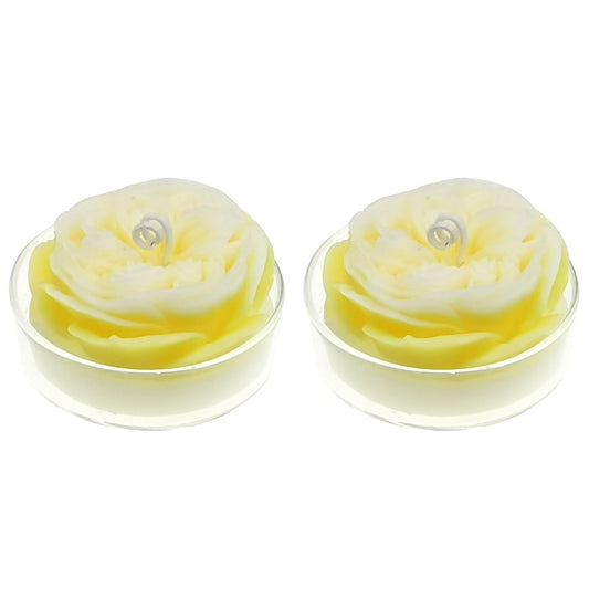 Scented Candle with Cup 2 Pack, 58G Soy Wax Rose Candle, for Meditation, Yoga, Birthday, Wedding, Housewarming (Yellow)
