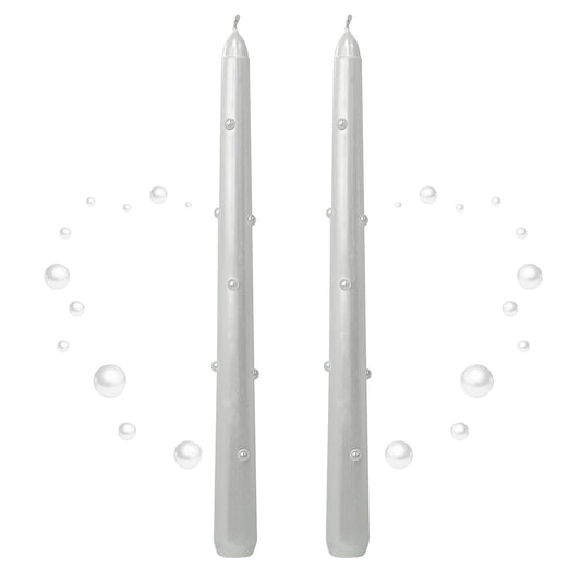 Taper Candles 10 Inch Print Candle Handmade Unscented Pearl Candle Long Candles 2 Pack Twisted Candlesticks for Wedding Home Decoration Gifts