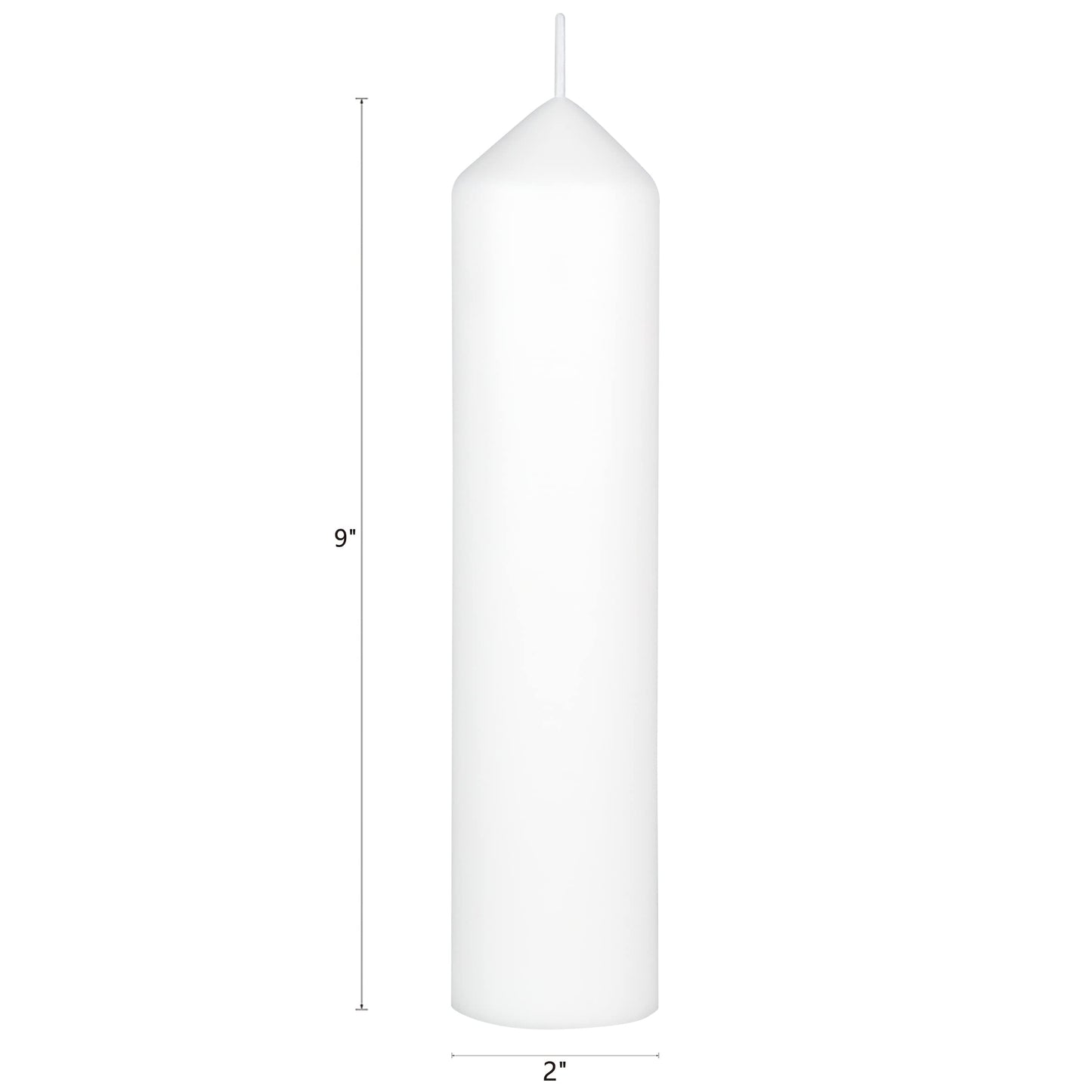 Mega Candles 6 pcs Unscented Round Dome Top White Pillar Candles, Low Cost Single Use Event Wax Candle 2 Inch x 9 Inch, Ideal for Weddings, Parties, Events, Occasions, Florists, Prayers, Vigils