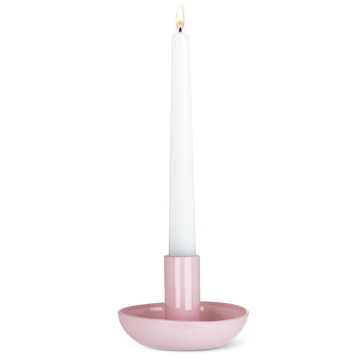Abbott Collection Small Pipe Taper Candle Holder - Glass, Pink (3.5" D)