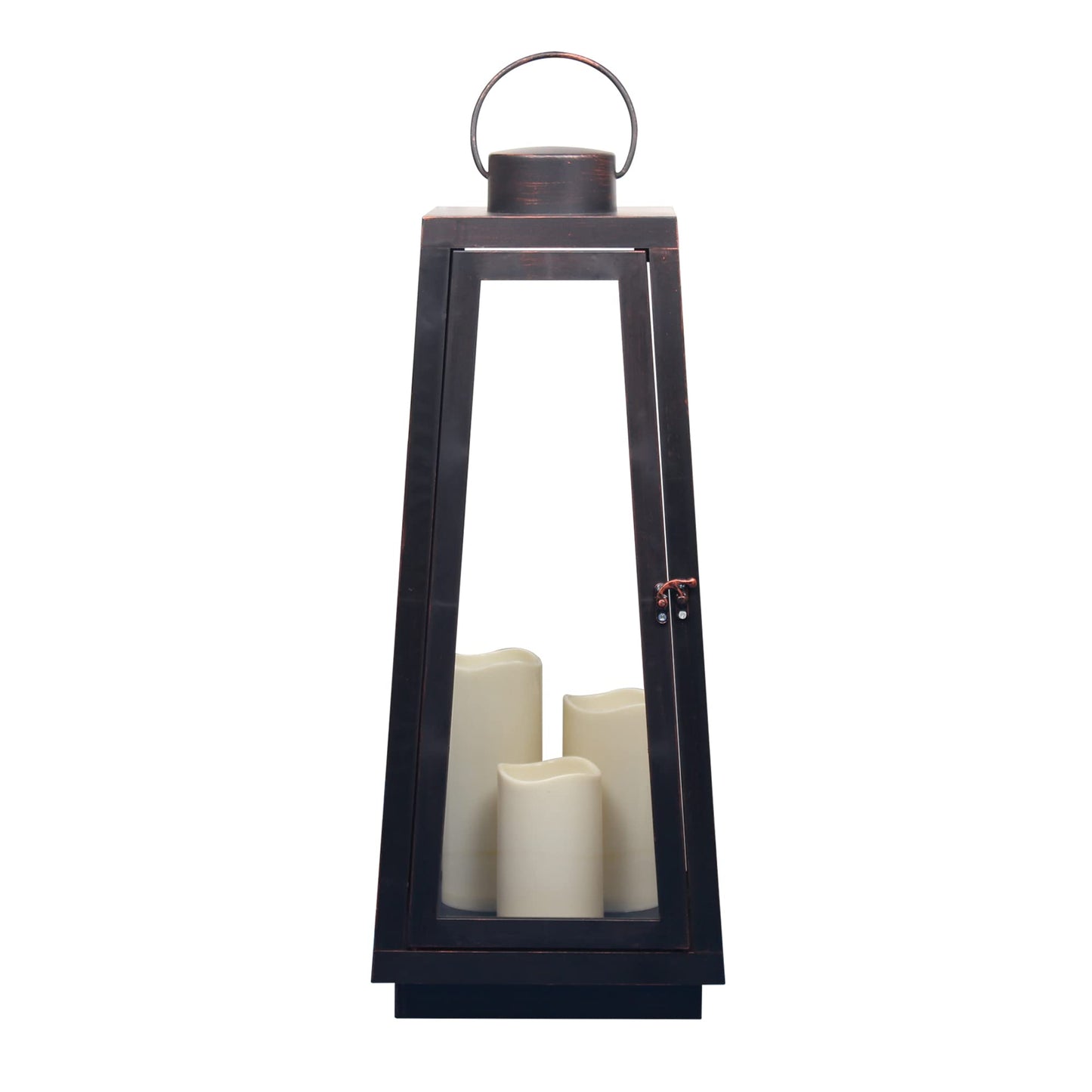 1Pack Decorative Big Lantern 25.2" H with Dancing Flame LED Timer Candle,ON/Off/Timer LED Candle with 6hours,Hanging Lantern for Outdoor Garden/Indoor Use.