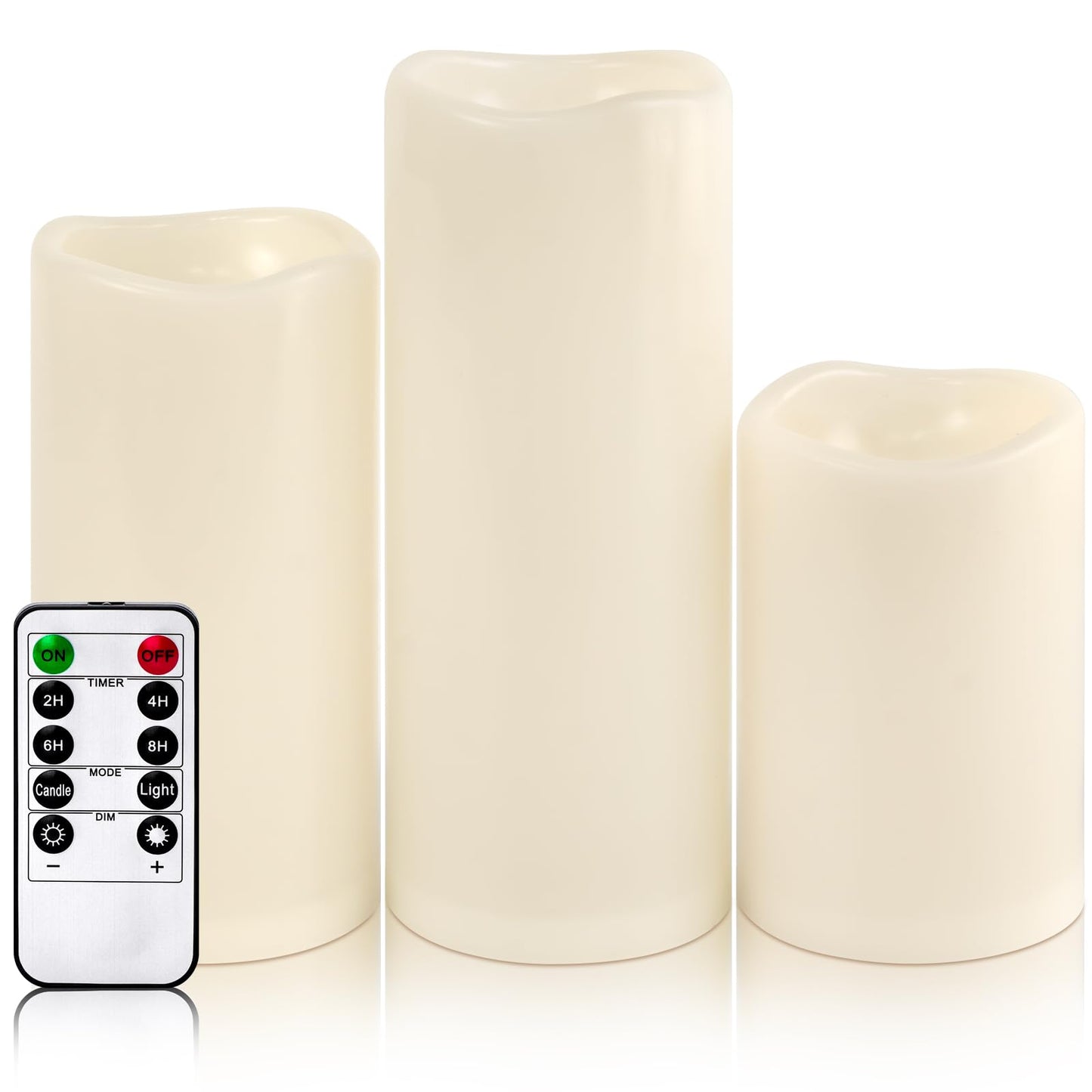 Lumeavetra 6" 8" 10" x 4" Large Waterproof Outdoor Flameless Candles Battery Operated LED Pillar Candles for Indoor Outdoor Lanterns, Off White, Long Lasting, Set of 3