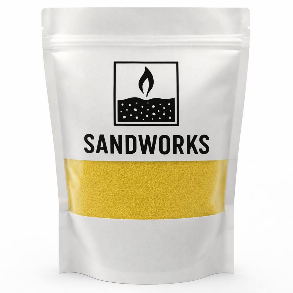 SANDWORKS Sand Wax Candle Making Kit – 5 Wooden Wicks & 15 Cotton Wicks, 500 g Premium Fragrance-Free Sand Wax (Sunstone Sand (Yellow)