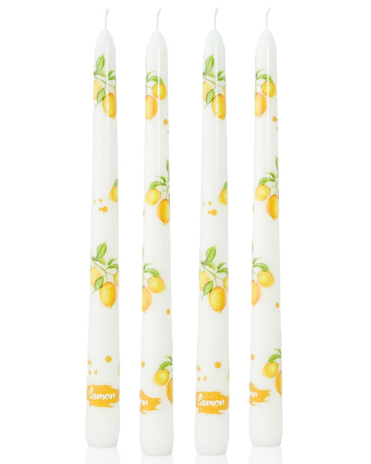 Ivory Taper Candle 10 Inch Candlesticks Unscented Dripless Yellow Lemon Tapered Candle Set for Lemon Decor Wedding Party Dinner Candles, 4 Pack