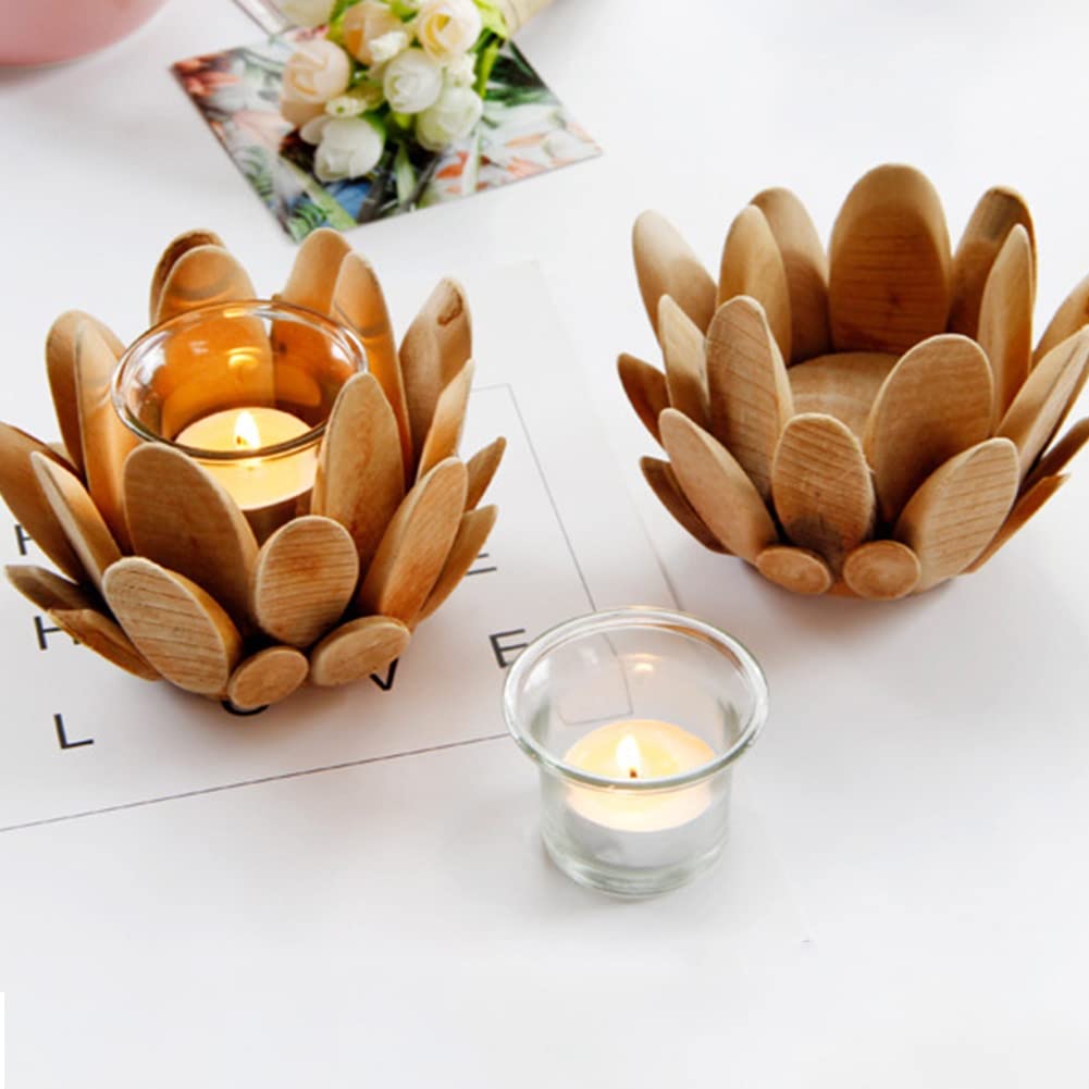 Candlestick Holders Candle Holder Nordic Wooden Petal Candle Holder Modern Farmhouse Style Home Room Desktop Candlestick Decoration Ornaments Candle Holders