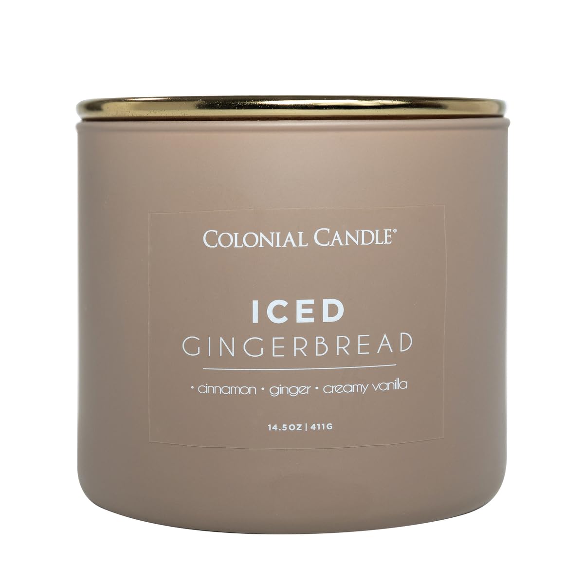 Colonial Candle Iced Gingerbread Scented Jar Candle, Pop of Color Collection, 3 Wick, 14.5 oz - Up to 60 Hours Burn