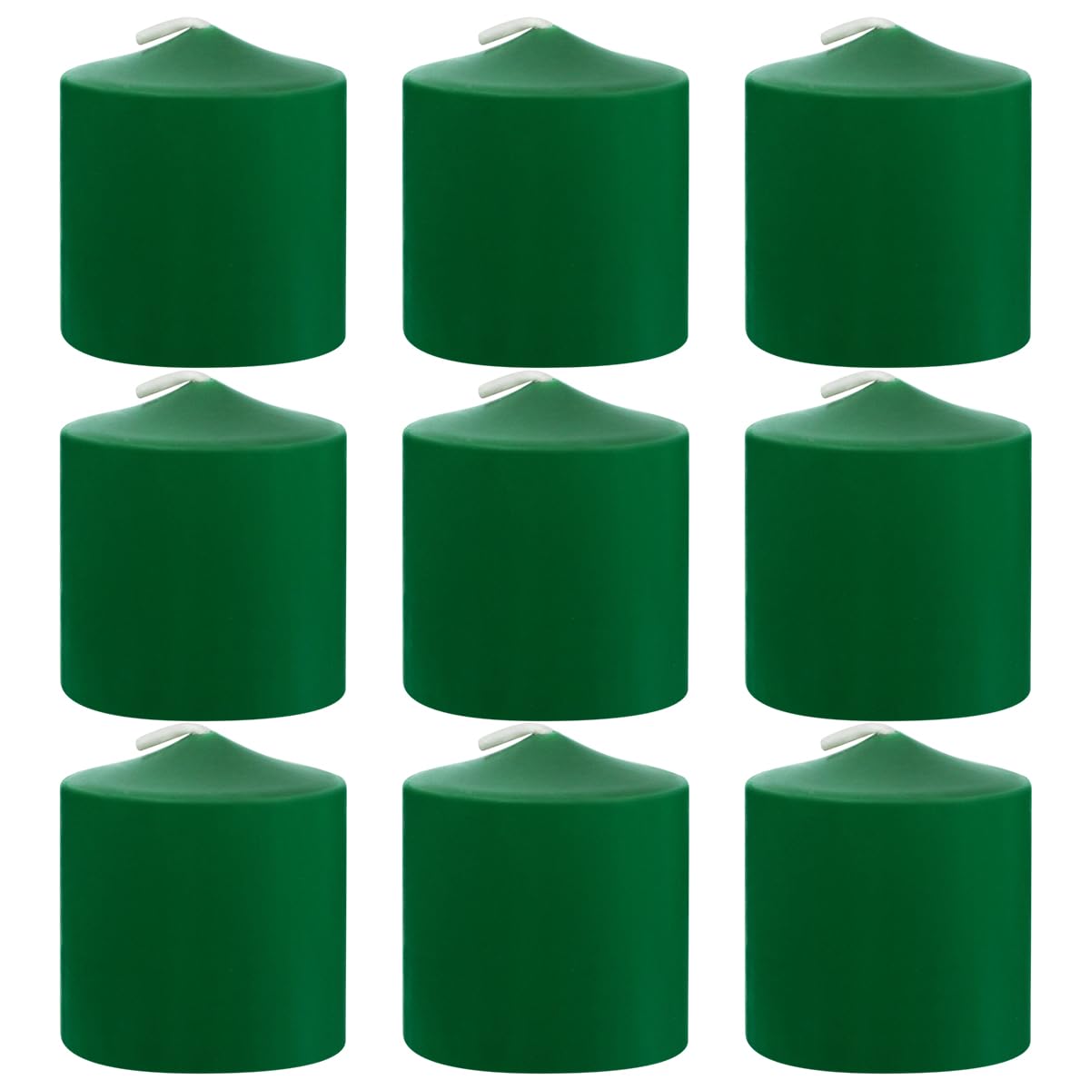 9 Packs Green Votive Candles, Unscented Small Votives for Wedding, St. Patrick's Day Holiday Party, Home Decoration (8 Hour), 1.5" D x 1.25" H