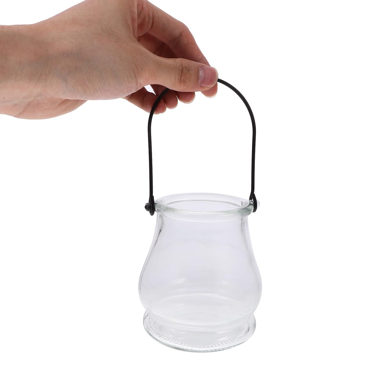 Cabilock Glass Candle Holders 4 Inch Tea Light Candle Stands with Handles Multipurpose Indoor Outdoor Decor Sticks Holder for Home Party Wedding