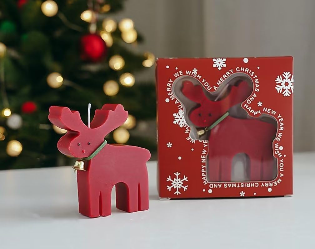 5 Pcs Christmas Candles Red Deer Scented Candles Tea Lights Candles Home Table Candles Gifts for Christmas Party Home Decoration