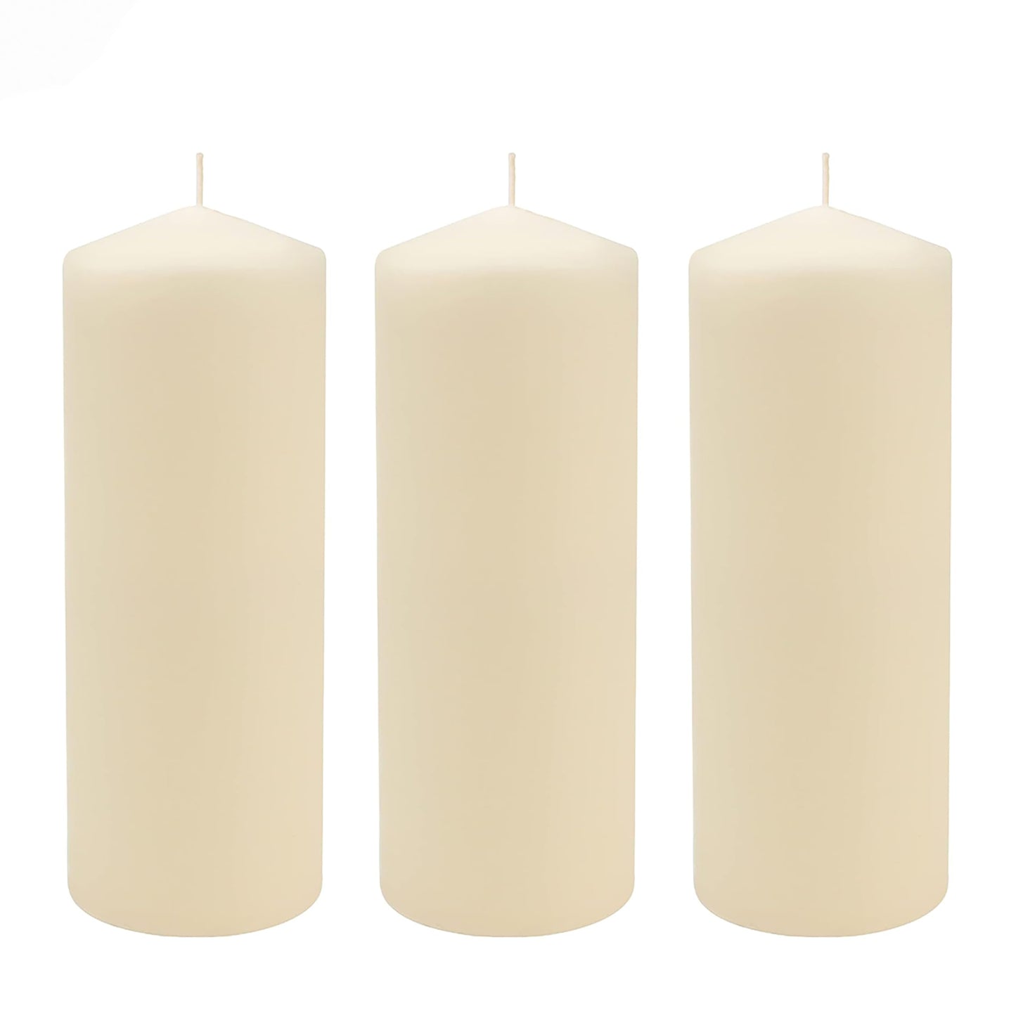 Stonebriar Unscented Pillar Candles – 80 Hour Burn Time, Long-Lasting Wax Candles for Weddings, Holidays, Home Décor & Special Events, Pack of 3, Ivory, 3" x 8"