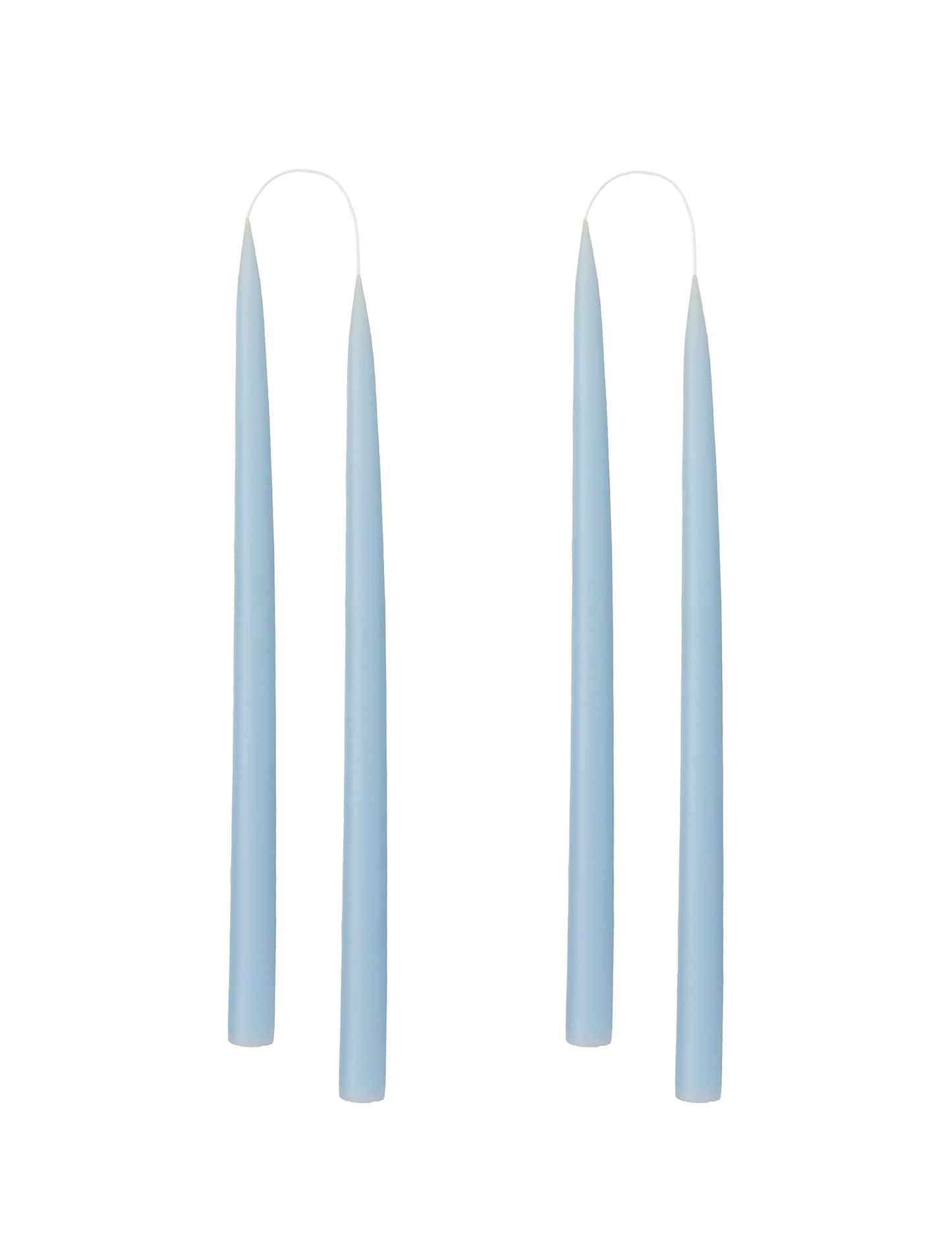 Kunstindustrien® Taper Candles – Set of 4, 13.8" – Made in Denmark, Long Burning Candles 15h, Unscented & Smokeless Candlesticks – Elegant Tall Candles for Weddings, Dinners & Home Decor (Pastel Blue)
