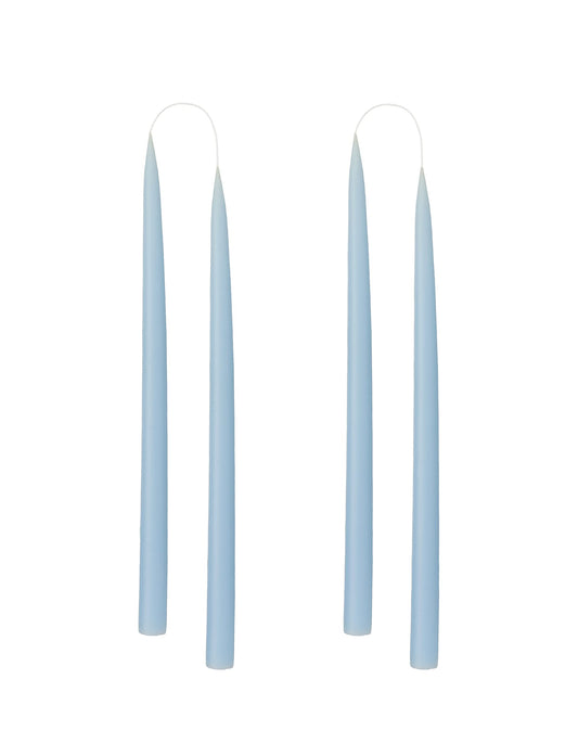 Kunstindustrien® Taper Candles – Set of 4, 13.8" – Made in Denmark, Long Burning Candles 15h, Unscented & Smokeless Candlesticks – Elegant Tall Candles for Weddings, Dinners & Home Decor (Pastel Blue)