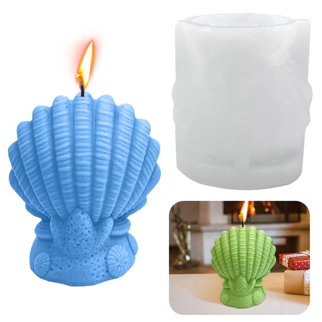 Koonafy 3D Candle Silicone Mold Conch Candle Mold Sea Animals Statue Resin Mold for DIY Making Candle Conch Sea Shell Art Craft Supplies