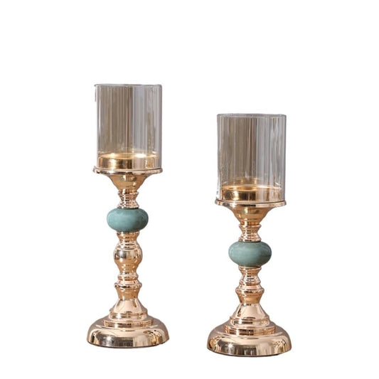 Candlestick Holders 2 Pcs Light Luxury Ceramic Glass Candlestick Vintage Decorative Ornament Dinner Table Candle Holder Candle Holders
