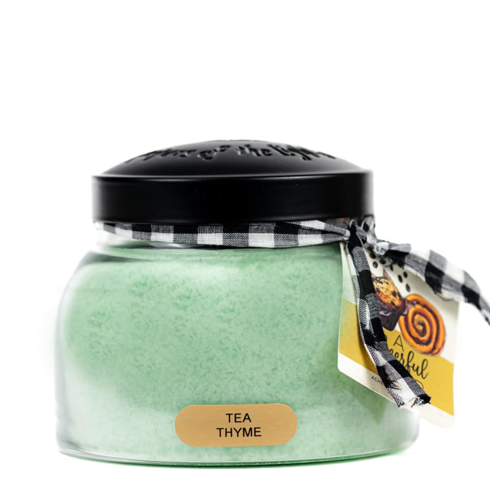 A Cheerful Giver — Tea Thyme - 22oz Mama Scented Candle Jar with Lid - Keepers of The Light - 125 Hours of Burn Time, Gift for Women, Green